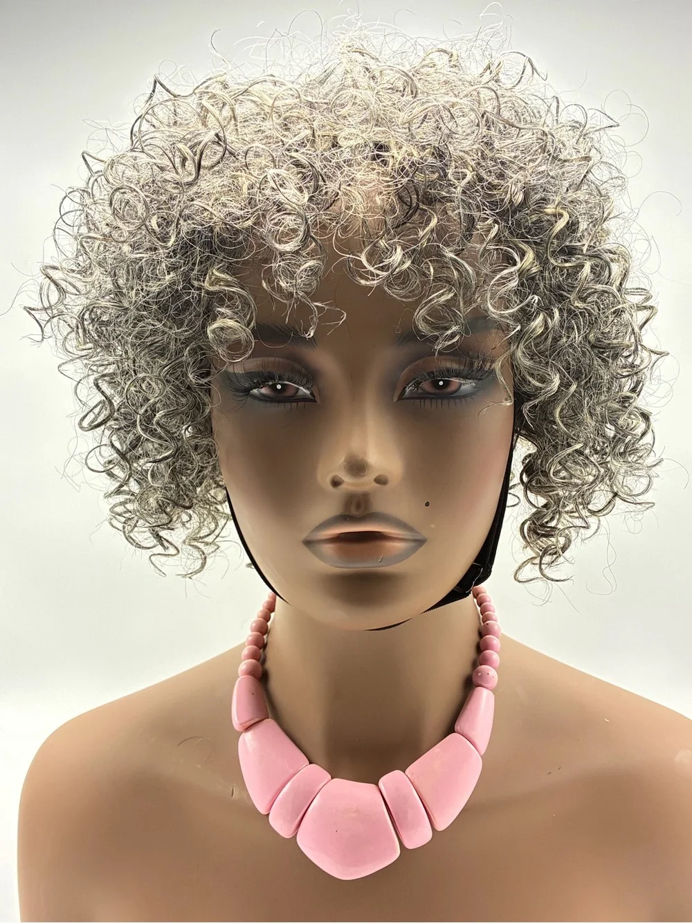 Short Curly human hair Wig in Silver Gray - Women Hair.  Human Hair